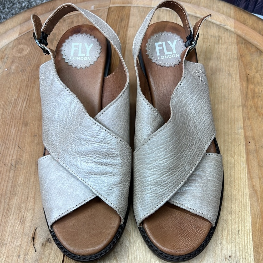Fly London Silver and Brown Sandals - Picture 2 of 10